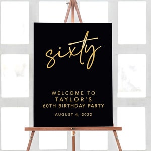 60. Geburtstagsdeko, Willkommens-Geburtstagsschild druckbar, Benutzerdefiniertes Geburtstagsschild