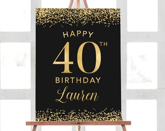 Forty Birthday Decorations, 40th Birthday Party Decorations, Welcome Birthday Banner Personalized Birthday Welcome Sign