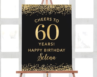 Birthday Welcome Sign, 60th Birthday Decor, Birthday Party Sign, Cheers to 60 years, 60th Birthday Party Decorations, Birthday Decorations
