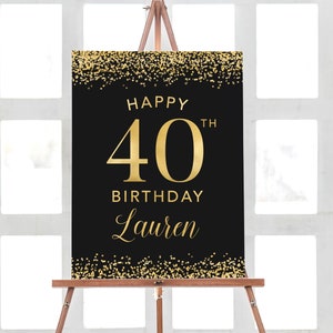 Forty Birthday Decorations, 40th Birthday Party Decorations, Welcome Birthday Banner Personalized Birthday Welcome Sign