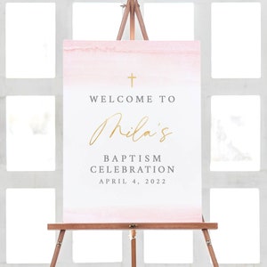 Baptism Welcome Sign, Custom Baptism Decorations, Baptism Printable Decorations, Gold Baptism Sign