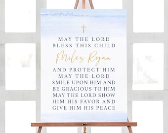 Baptism Decorations Sign, Custom Baptism Printable Sign, Nursery Prayer Print, Watercolor Communion, Christening Decorations