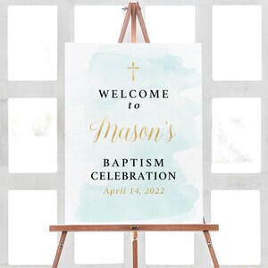 Baptism Welcome Sign, Baptism Decorations, Green Baptism Welcome Sign, Baptism Party Decor, Baptism Watercolor