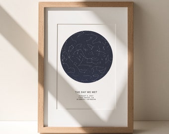 Star Map by Date, Custom Constellation Map, The Night We Met, Star Map Personalized, Anniversary Gift