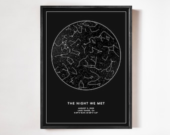 The Night We Met Print, Custom Night Sky Map, Custom Star Map, First Anniversary Gift, First Year Anniversary Gift, Gift for Husband