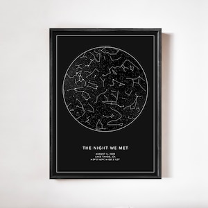 Affiche du Ciel Selon une Date, Cadeau pour Couple, Poster Jour Spécial, Cadeau pour Mari, Carte du Ciel, Affiche texte Personnalisé
