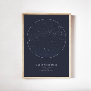 Affiche du Ciel Selon une Date, Cadeau pour Couple, Poster Jour Spécial, Cadeau pour Mari, Carte du Ciel, Affiche texte Personnalisé