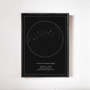 Carte du Ciel Personnalisée, Cadeau pour Couple, Carte des Constellations, Poster Personnalisé, Affiche Carte du Ciel, Cadeau de Noel