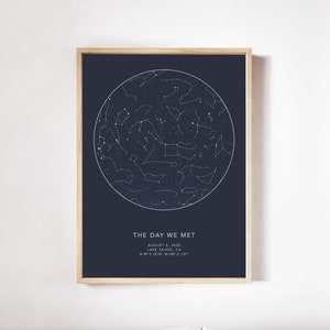 Carte du ciel, Affiche personnalisée pour Couple, Cadeau Romantique, Poster pour couple, Carte des Constellations, Carte Étoiles