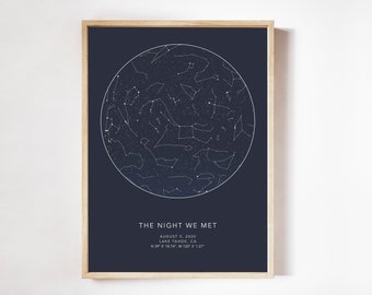 The Night We Met, Constellation Map, The Day we Met Map, Custom Coordinates, Night Sky by Date, Custom Star Map Print