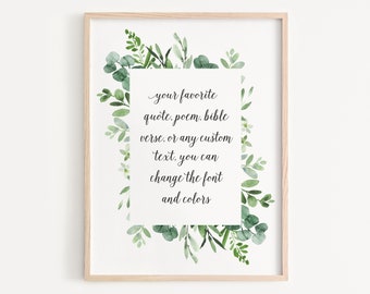 Personalized Quote Sign, Custom Quote Print, Personalized Word Art Print, Custom Quote Wall Art, Custom Quote Digital Download