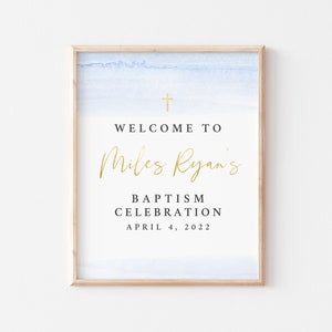 Baptism Welcome Sign, Baptism Party Decor, Baptism Printable, Christening Decorations, Watercolor Baptism Sign
