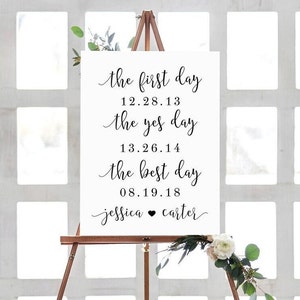 Engagement Party Decorations, First Day, Yes Day, Best Day sign, Engagement Announcement Sign, Engagement Decor Custom Wedding Day Sign