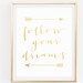 Gold Foil Print Quotes Poster Gold Wall Art Follow Your | Etsy