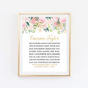 Irish Blessing Print, Baptism printable, Baptism Gift Christening Baptism decorations, Baptism prayer sign, Baptism Poster, Floral Baptism,