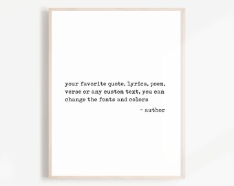 Custom Text Typewriter font, Custom Poem, Typewriter Lyrics Print, Retro style Quote, Custom Text, Song Lyrics Custom Print, Minimalist Art