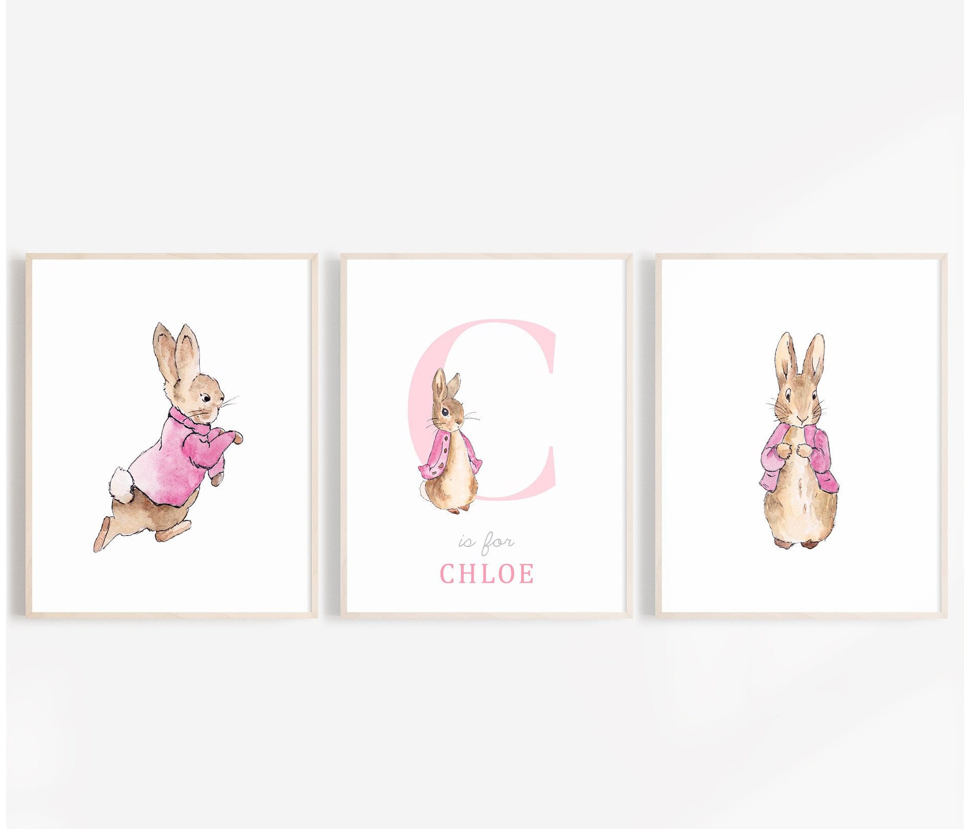 Peter Rabbit Nursery Letter, Set of 3 Nursery Prints, Initial Print ...