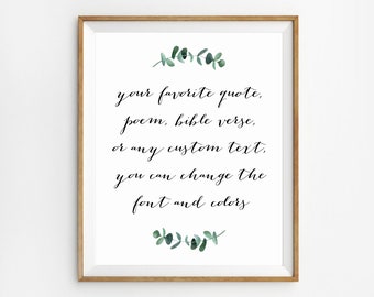 Custom signs for home, Digital Custom poem print, Custom printable quotes, Custom quote print, Custom Printable, Custom Wall Art