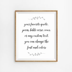 Custom calligraphy sign, Custom word art, Custom Text print, Custom Wall sign Personalized quote sign, Custom Poem print Custom wedding vows