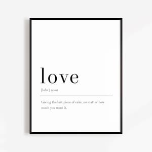 Love Wall Art, Definition Poster, Love Printable Quote, Love Black and White Wall Art, Love Definition Print, Love Printable