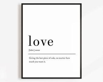 Love Wall Art, Definition Poster, Love Printable Quote, Love Black and White Wall Art, Love Definition Print, Love Printable