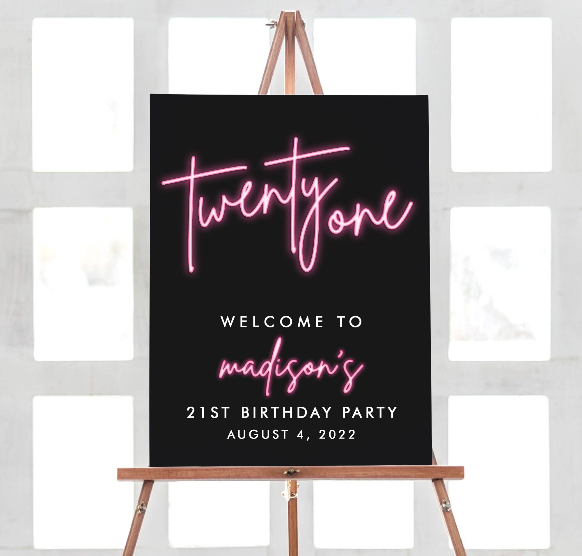 Glow Birthday Party Twenty One Neon Party Decorations, 21st Birthday ...