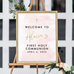 Communion Sign Decorations, Welcome Communion Party, First Holy Communion Printable, Holy Communion Poster Digital