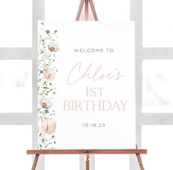 woodland-animals-1st-birthday-welcome-sign-editable