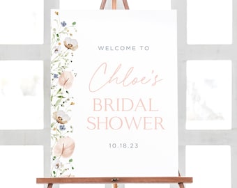 Bridal Shower Decorations, Wildflowers Bridal Shower Sign Printable, Bridal Shower Welcome Sign, Welcome Bridal Shower Banner