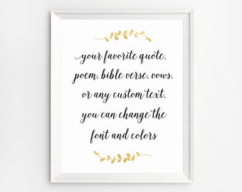 Custom Quote Printable, Custom Quote Poster, Personalized Quote Print, Custom Quote Wall Art Personalized Text Wall Art, Custom Vows Sign