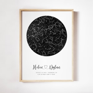 Carte du Ciel, Affiche pour couple, Cadeau de Mariage, Poster pour couple, Carte Constellations, Carte Étoiles, Cadeau pour Couple