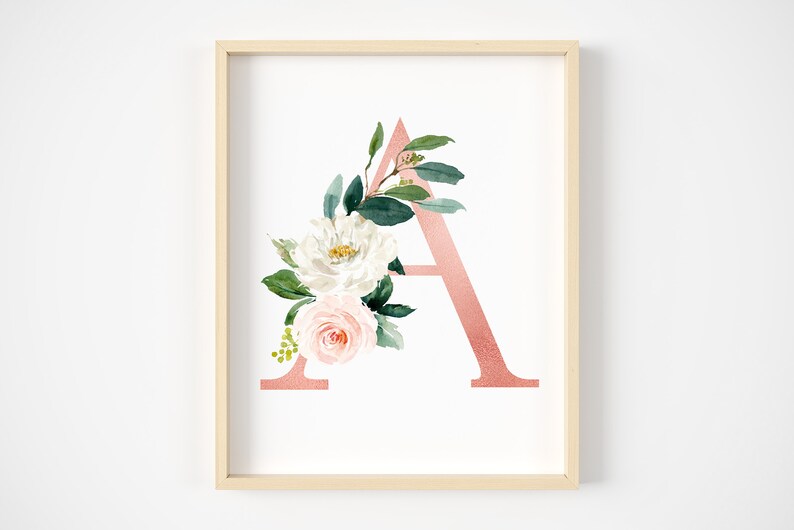 initial sign flower letter rose gold letter print monogram etsy ireland