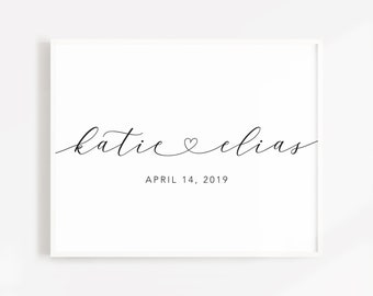 Personalized couple name print, Personalised Engagement Wedding sign, Custom Couple art, Wedding Shower sign Personalized Couple wall art