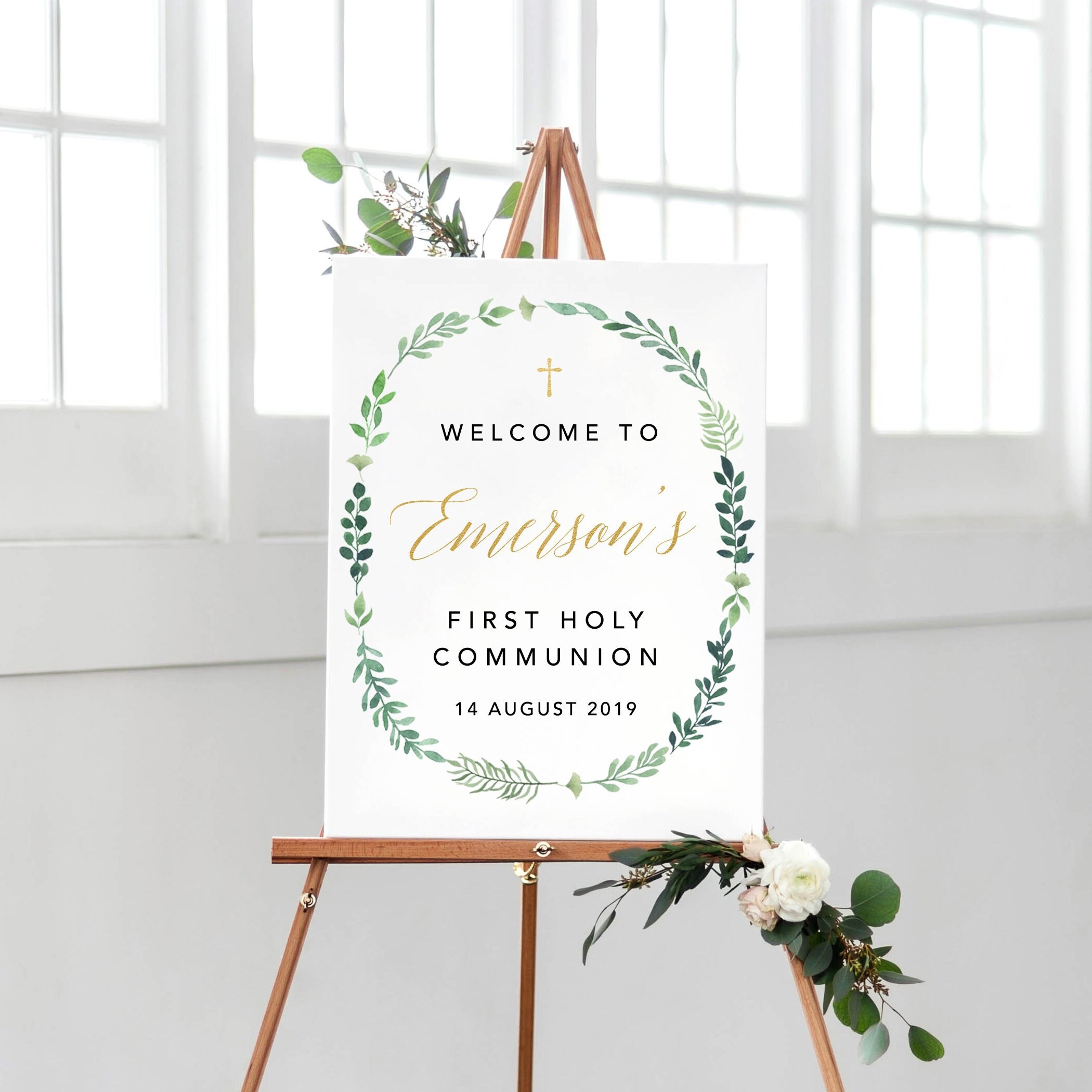 Holy Communion Sign, First Communion Banner, Holy Communion Decorations, Rustic Communion Decor Printable