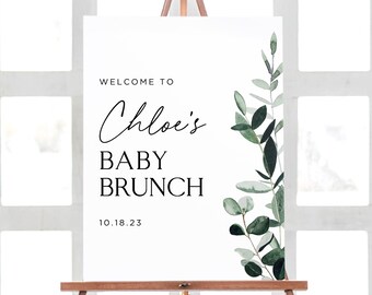 Baby Brunch Welcome Sign, Eucalyptus Baby Shower Welcome Sign, Babyl Brunch Party Decor, Welcome Baby Shower Sign Printable