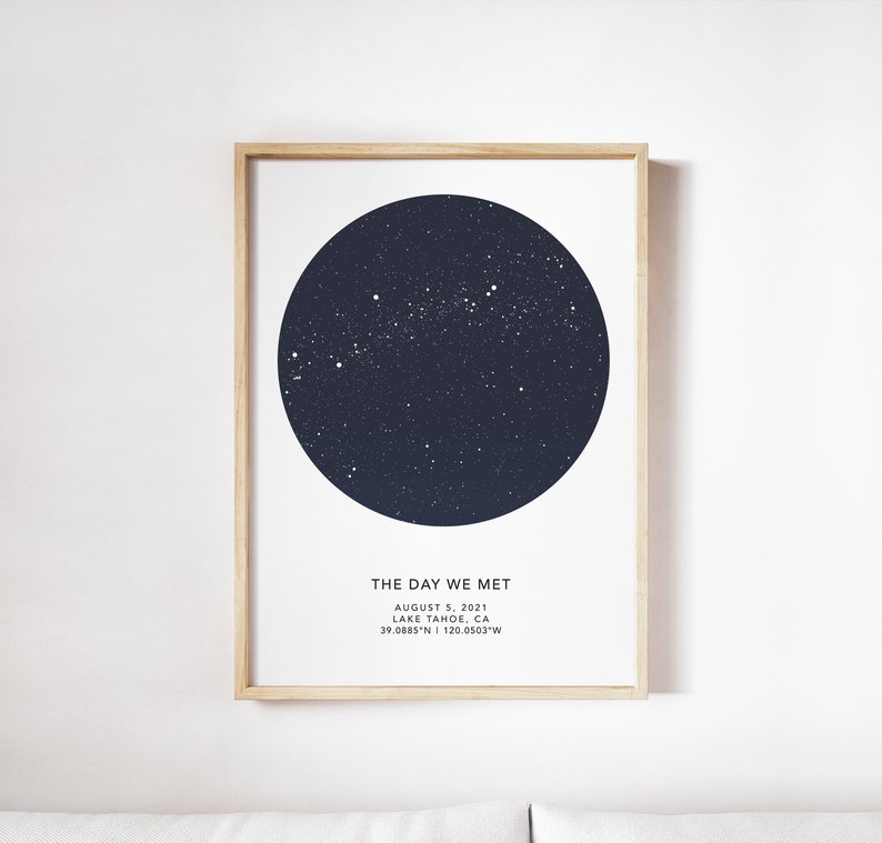 Star Map by Date Poster, First Anniversary Gift, Wedding Gift, Constellation Art, Unique Gift Idea, Couple Gift image 3