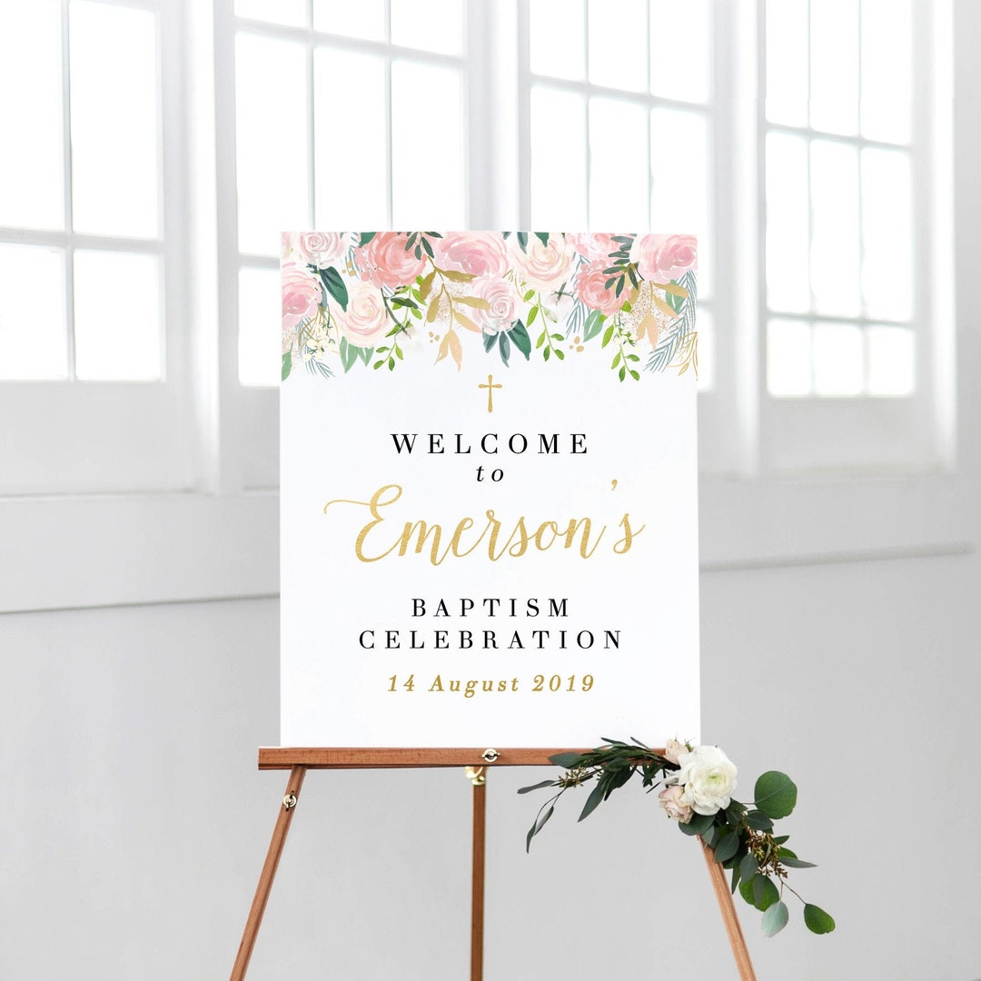 Welcome Baptism Sign, Baptism Decorations Girl, Baptism Welcome Sign ...