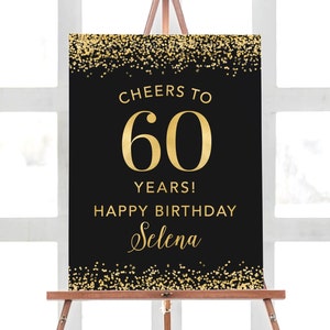 Birthday Welcome Sign, 50th Birthday Party Decorations, 60 Birthday Party Sign, Gold Welcome Birthday Decorations Sign