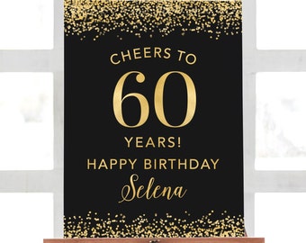 Birthday Welcome Sign, 50th Birthday Party Decorations, 60 Birthday Party Sign, Gold Welcome Birthday Decorations Sign