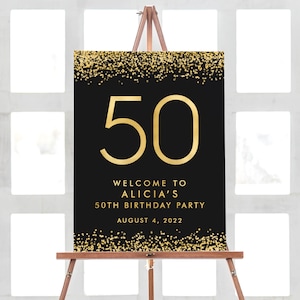 50 Birthday Welcome Sign, 50th Birthday Party Decorations, Gold Welcome Birthday Decorations Sign