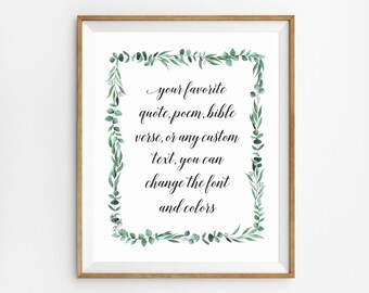 Custom Quote Prints, Custom Poem print, Lyrics Print, Custom Typography, Custom Quote Art, Song Lyrics Printable, Custom Text Printable