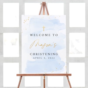 Christening Decorations, Watercolor Welcome Christening Sign, Christening Party