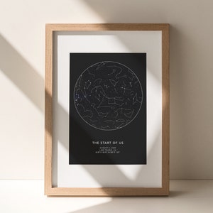 Affiche du Ciel Selon une Date, Cadeau pour Couple, Poster Jour Spécial, Cadeau pour Mari, Carte du Ciel, Affiche texte Personnalisé