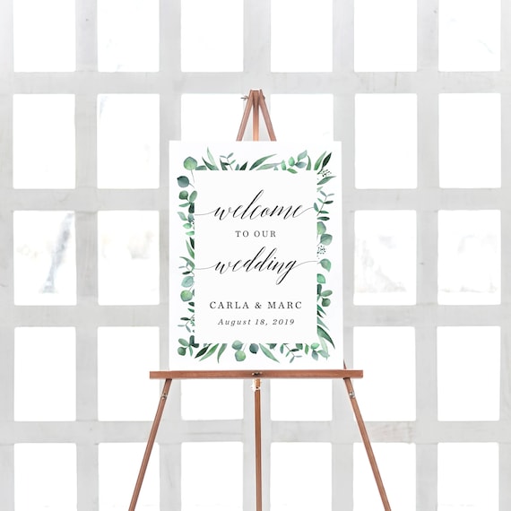 Wedding Welcome Sign, Printable Wedding Sign Template, Welcome to our Wedding, Custom Wedding Sign, Greenery Welcome Sign Wedding Decor