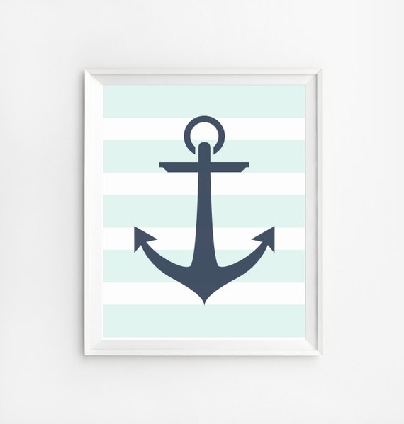 Baby Room Nautical Nursery Decor Anchor Wall Decor Nautical Nursery Art Nursery Signs Mint Wall Art Mint Nursery Decor