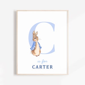Peter Rabbit Wall Art, Baby Boy Wall Name Sign, Nursery Decor Printables Peter Rabbit Girl Nursery Poster, Custom Nursery Wall Art