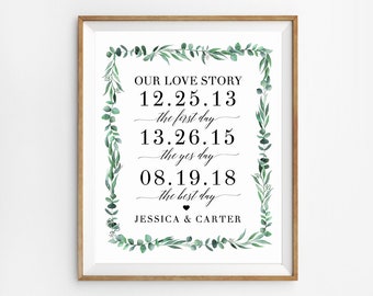 The First Day, The Yes Day, The Best Day Sign, Love Story Sign Printable,  Custom Wedding Day Sign, Wedding Story Sign Printable