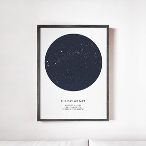 Star Map by Date Poster, First Anniversary Gift, Wedding Gift, Constellation Art, Unique Gift Idea, Couple Gift image 2