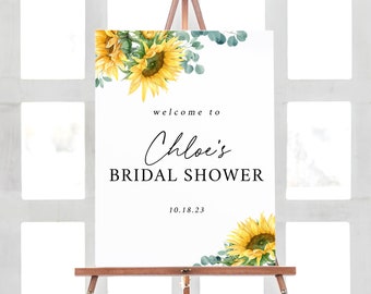 Bridal Shower Sign Sunflower, Welcome Bridal Shower Sign, Floral Bridal Shower Decorations Sign