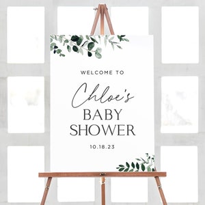 Insegna personalizzata per il baby shower, decorazioni per feste per il baby shower, cartello per il baby shower di benvenuto, cartello per feste per il baby shower in verde